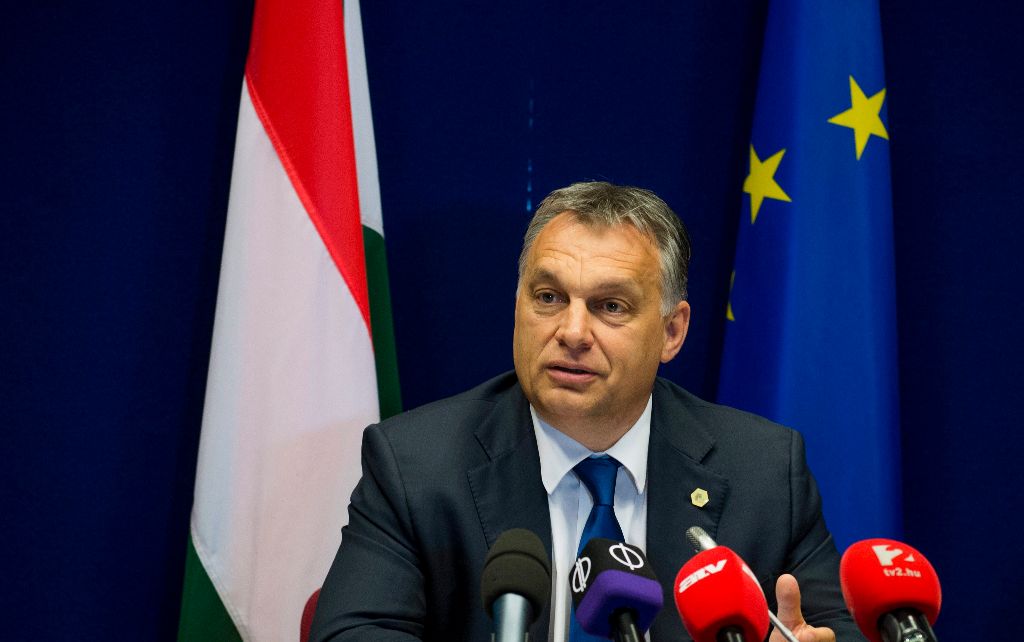 Brüsszel, 2015. június 26. A Miniszterelnöki Sajtóiroda által közreadott képen Orbán Viktor miniszterelnök sajtótájékoztatót tart az Európai Unió brüsszeli csúcstalálkozójának végén 2015. június 26-án. MTI Fotó: Miniszterelnöki Sajtóiroda/Burger Barna