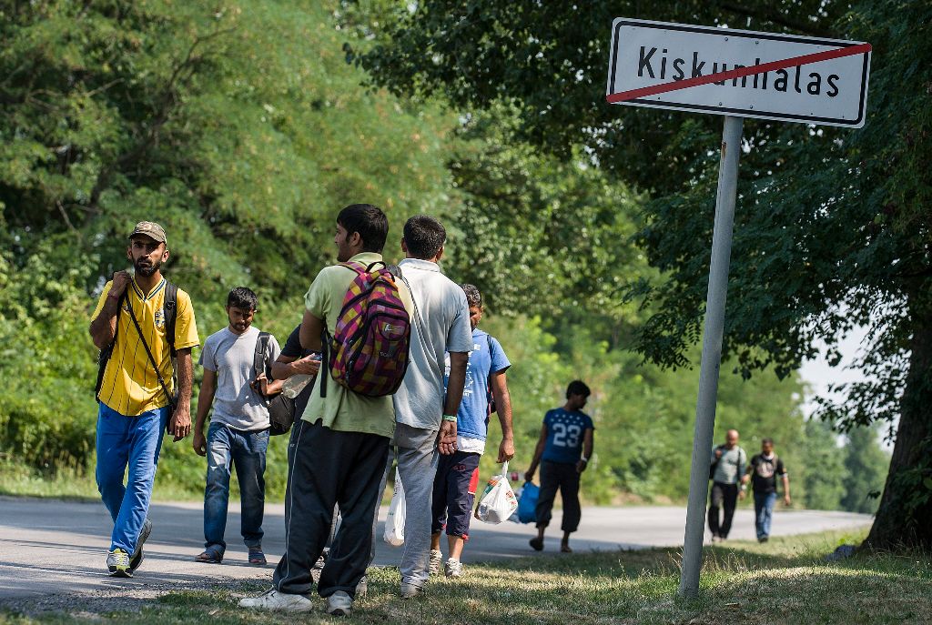 Kiskunhalas, 2015. augusztus 13. Illegális bevándorlók Kiskunhalason 2015. augusztus 13-án. MTI Fotó: Ujvári Sándor